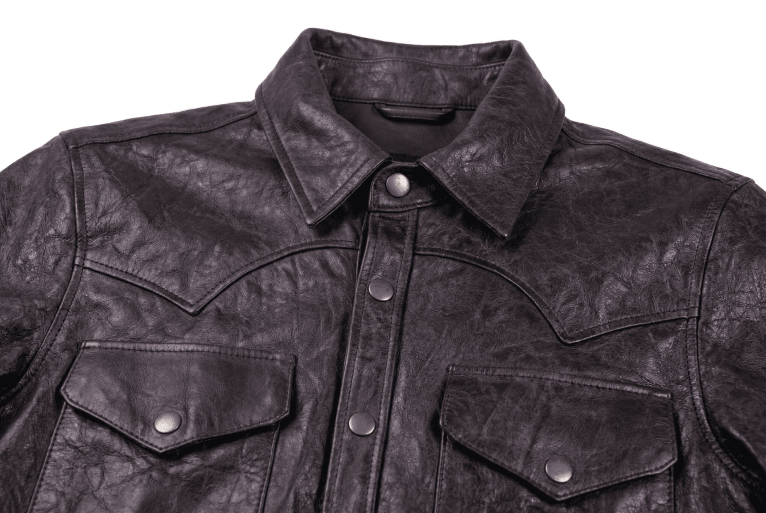 Chamarra piel negra detalle